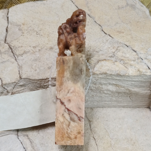 Antique Other - Antique Carved Stone Seal with Foo Dogs Chinese Lion Motif